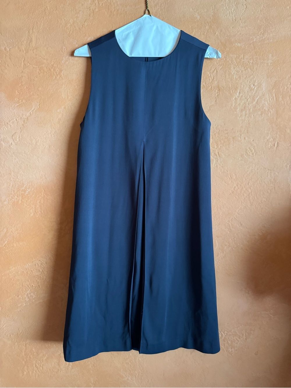 GANNI Navy Sleeveless A-Line Pleated Dress XS